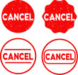 vector grunge red cencelled word rubber stamp cancel sign sticker set vintage circle label