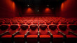 Empty red seats cinema rows seats. Movie night concept. Movie theatre experience. 