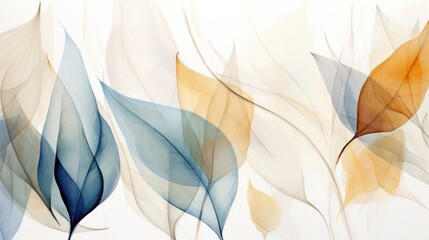 Wall Mural - abstract of leaves with pastel colors print out, in the style of transparent layers