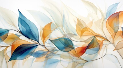 Wall Mural - abstract of leaves with pastel colors print out, in the style of transparent layers