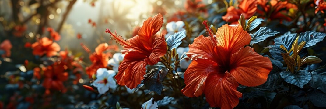 Beautiful Bright Flowers Leaves, Banner Image For Website, Background, Desktop Wallpaper