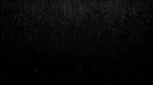 Falling Rain Down On Black Background. Rainy On Blac