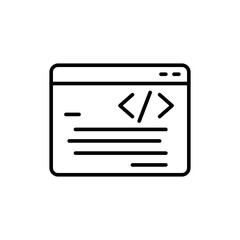 Coding outline icons, minimalist vector illustration ,simple transparent graphic element .Isolated on white background