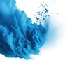 Blue powder explosion on white background
