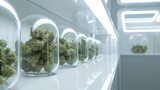 Fototapeta Kosmos - Ethereal Elevation: Cannabis Buds in a Futuristic Cryogenic Chamber. Generative AI