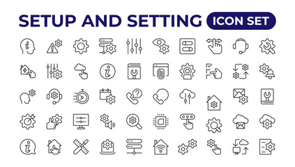 Setup and setting thin line icons.Outline icon collection.