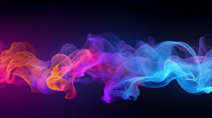 Vibrant Neon Mist: Panoramic View on a Black Background