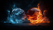 Yin Yang Fusion: Fire And Ice In Crystal Ball Desktop Background