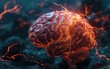 Human brain with thunderbolt