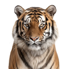 Wall Mural - tiger face shot isolated on transparent background cutout