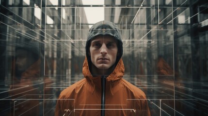 Poster - Generative AI Close-up of a builder installing windows, meticulous workmanship, construction site setting with glass panels visible