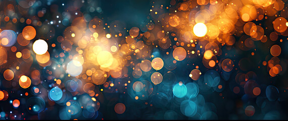 Wall Mural - abstract shining background with bright highlights of light. dark backdrop with yellow and blue roun
