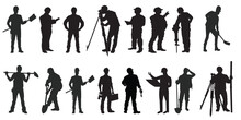 Construction Workers Silhouette Vector