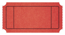 Blank Vintage Red Paper Ticket Isolated On Transparent Background.