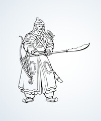 Wall Mural - Vector drawing of Chinese warrior