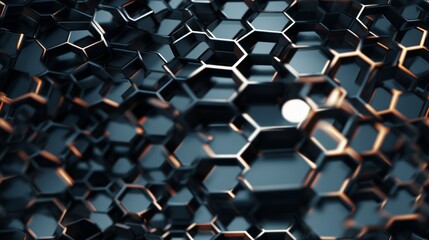Fototapete - Generative AI Honeycomb-like texture of beehive cells.