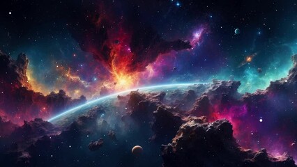 Wall Mural - planet in space with stars
created with some elements made with generative AI
