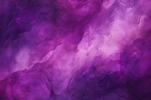 Watercolor Background With Streaks, Bright Pink Spots, Gaps, Light. Violet-pink Backdrop Reminiscent Of Thunderstorms And Clouds