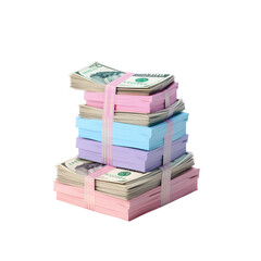 Wall Mural - stack of dollars. Pastel background. 3D rendering. Financial and investment business concepts