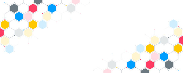 Poster - abstract design element with geometric background of hexagons shape pattern