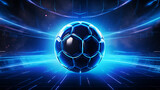 Fototapeta Pokój dzieciecy - Neon Kick: Cyber Futuristic Soccer Ball with Glowing Aura