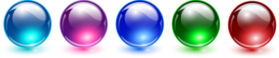 Aufkleber - Colored spheres set, glossy 3D colorful glass balls collection