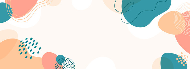 Wall Mural - Design banner frame background .Colorful poster background vector illustration.Exotic plants, branches,art print for beauty, fashion and natural products,wellness, wedding and event.