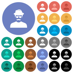 Poster - Spy with mustache avatar round flat multi colored icons