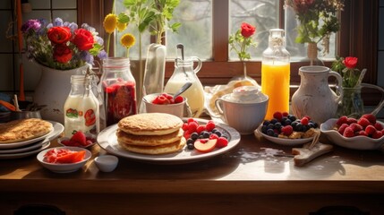  Breakfast food on the kitchen table