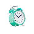 Alarm clock, clock, green, watch, dial, clock face,  hand painted watercolor illustration	
