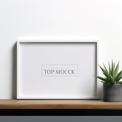 Wall Mural - White frame mockup with a plant,