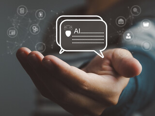 Wall Mural - artificial intelligence chat, conversation assistant, solving business problems business consulting 