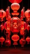 © Naz - Chinese New Year red lantern. Chinese Script, traditional lantern. Generative Ai