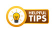 Helpful Tips Icon with Light Bulb, Information and Guidance Vector Illustration, Knowledge and Solution Concept