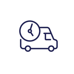 Wall Mural - fast delivery line icon with a van