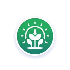 Poster - photosynthesis icon with plant and sun, vector