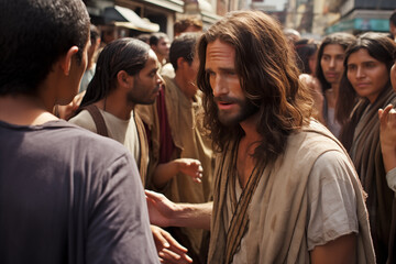 Jesus talking with people 