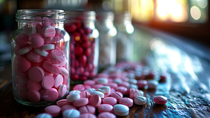 Wall Mural - red and green beans in jar