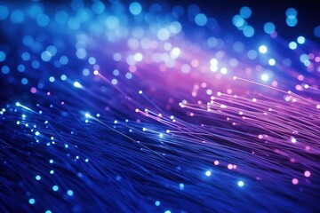 Abstract closeup fiber optic light for background, scene with bright lights, image made with generative ai technology.