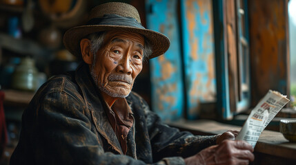 Elderly Man Reading