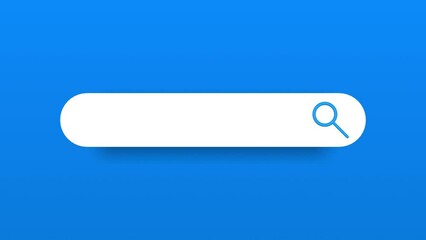 Animation of a web search. Appearance of a 3D search bar popping up from the background. Search bar icon for ui. Web search. 4K video motion graphic.