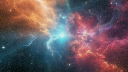Video background of outer space with a galaxy in the center.
