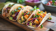 Poke tacos inspired by Mexican street food, the amalgamation of vegetables, salad, avocado, and fish underscores a cultural fusion. Generative AI