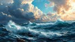 Panoramic View Baltic Sea During Storm, Background Banner HD