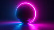 © john - 3d render, glowing sphere, ultraviolet neon light, blank space, pink blue disco ball, bubble, balloon, abstract minimal background, network connections, laser show