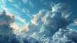 White Fluffy Clouds On Blue Sky, Background Banner HD