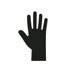 Vector Drawing Of A Black Silhouette Hand With Outstretched Fingers On A White Background.