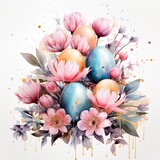 Fototapeta Dinusie - Easter holiday greeting card template. abstract lines painting in white, pink, gold and turquoise with oil texture. Background design for banner, cover, invitation, shop sale promotion.