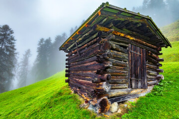 Wall Mural - Wooden hayloft in the Stubai Alps