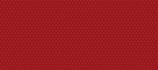 Abstract red vector banner with hexagon grid. Seamless pattern background